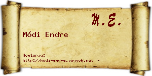 Módi Endre névjegykártya